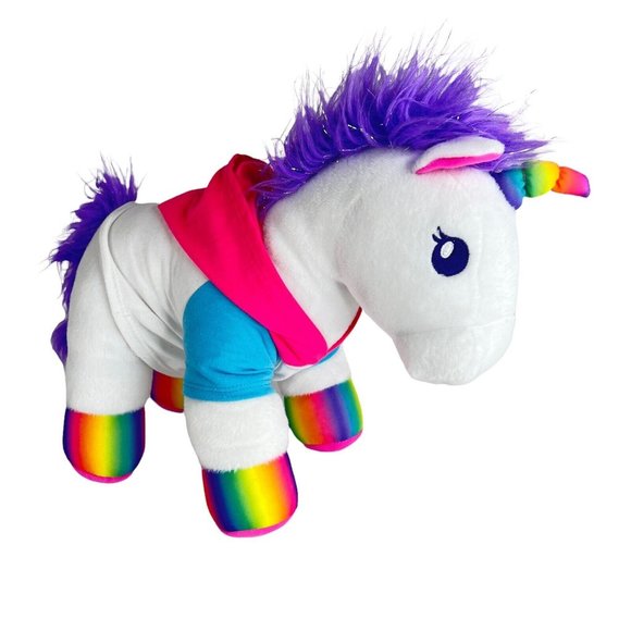 Build A Bear Color Craze Unicorn Plush Rainbow Hoodie Purple Sparkle Stuffed Toy - Picture 1 of 12